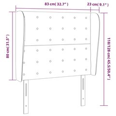 vidaXL Galvūgalis su auselėmis, juodas, 83x23x118/128cm, dirbtinė oda kaina ir informacija | Lovos | pigu.lt