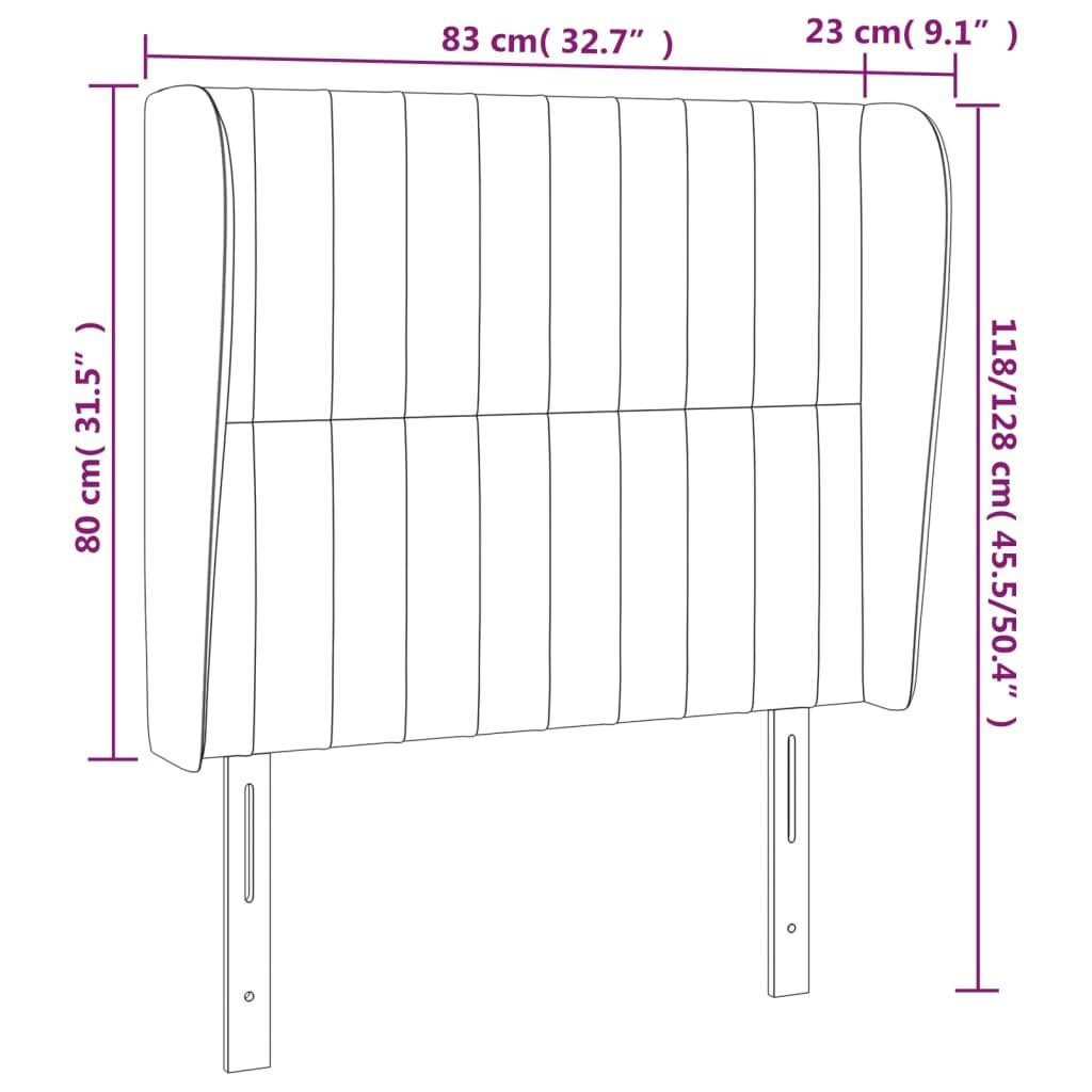 vidaXL Galvūgalis su auselėmis, mėlynas, 83x23x118/128cm, audinys kaina ir informacija | Lovos | pigu.lt