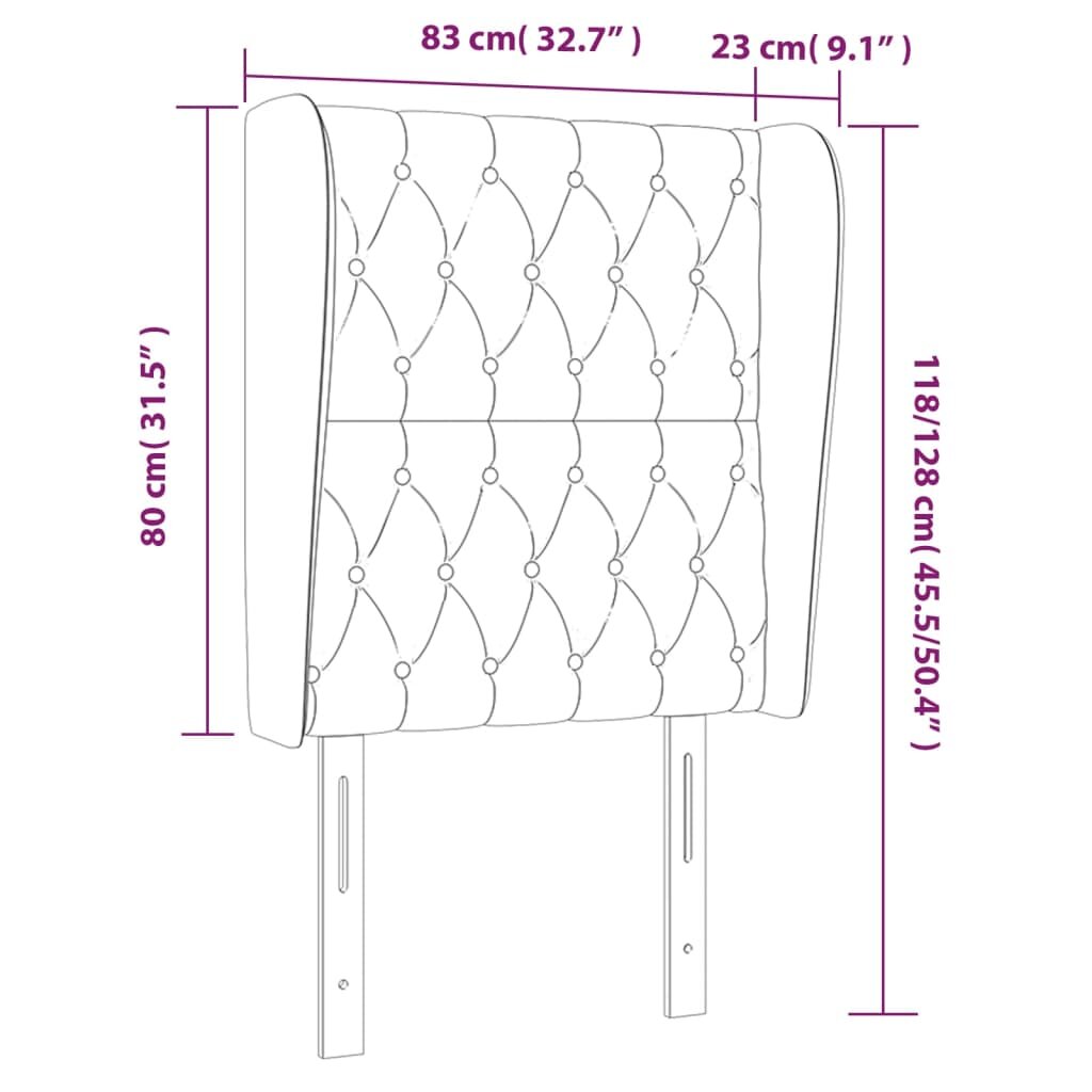 vidaXL Galvūgalis su auselėmis, juodas, 83x23x118/128cm, audinys kaina ir informacija | Lovos | pigu.lt