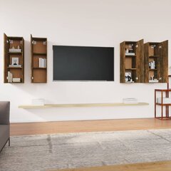 TV spintelės, Mediena, 4vnt., 30,5x30x90cm, dūminio ąžuolo spalva kaina ir informacija | TV staliukai | pigu.lt