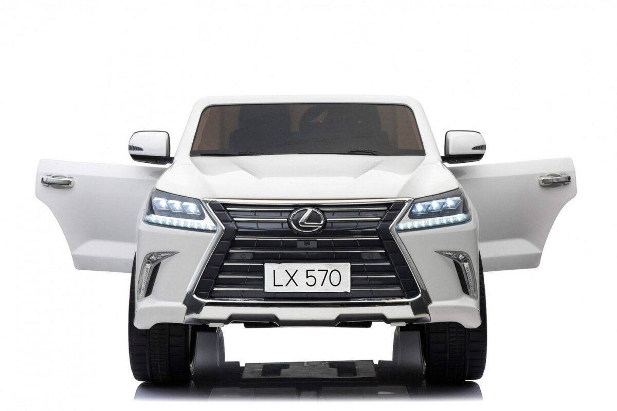 Dvivietis elektromobilis Lexus LX570, baltas kaina ir informacija | Elektromobiliai vaikams | pigu.lt