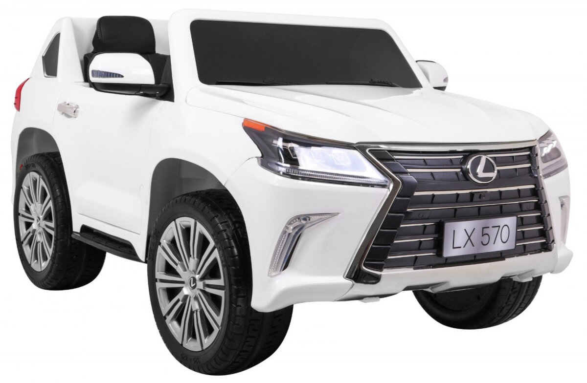 Dvivietis elektromobilis Lexus LX570, baltas kaina ir informacija | Elektromobiliai vaikams | pigu.lt