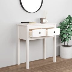 Konsolinis staliukas vidaXL, Pušies medienos masyvas, 70x35x75cm, balta kaina ir informacija | Stalai-konsolės | pigu.lt