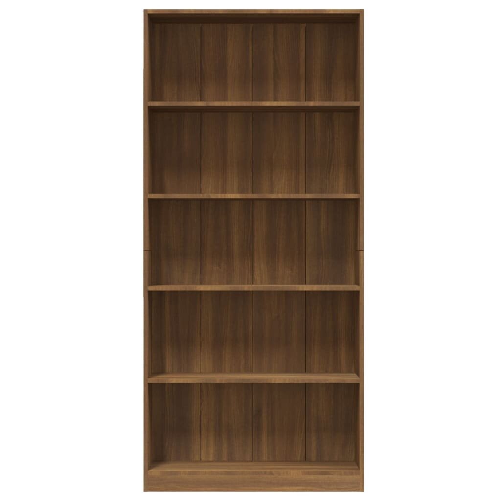 Spintelė knygoms, 5 aukštų, ruda ąžuolo, 80x24x175cm, mediena kaina ir informacija | Lentynos | pigu.lt