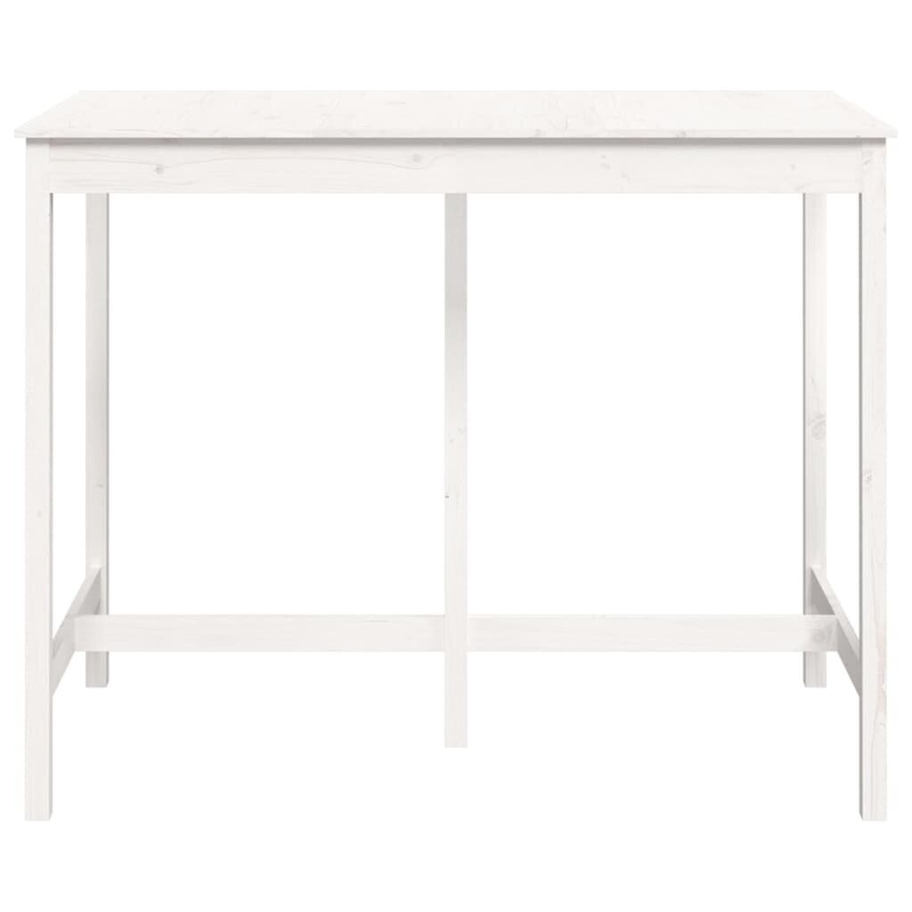 Baro stalas vidaXL, Pušies medienos masyvas, 140x80x110cm, balta kaina ir informacija | Virtuvės ir valgomojo stalai, staliukai | pigu.lt