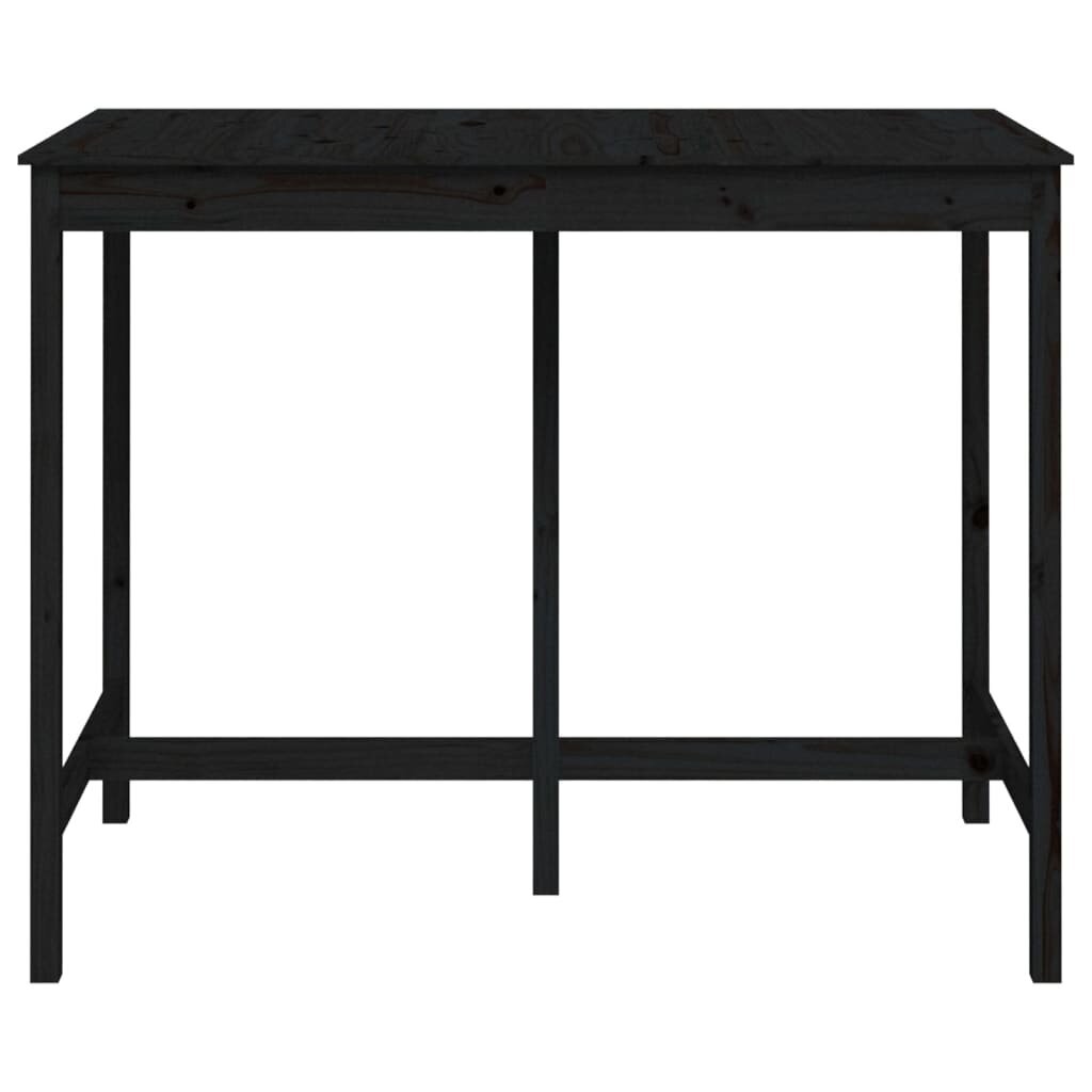 Baro stalas vidaXL, Pušies medienos masyvas, 140x80x110cm, juoda kaina ir informacija | Virtuvės ir valgomojo stalai, staliukai | pigu.lt