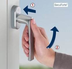 Lango rankena HOPPE Hamburg SecuForte su mygtuku ir apsauga Secustik, VarioFit, spalva aliuminio kaina ir informacija | Durų rankenos | pigu.lt