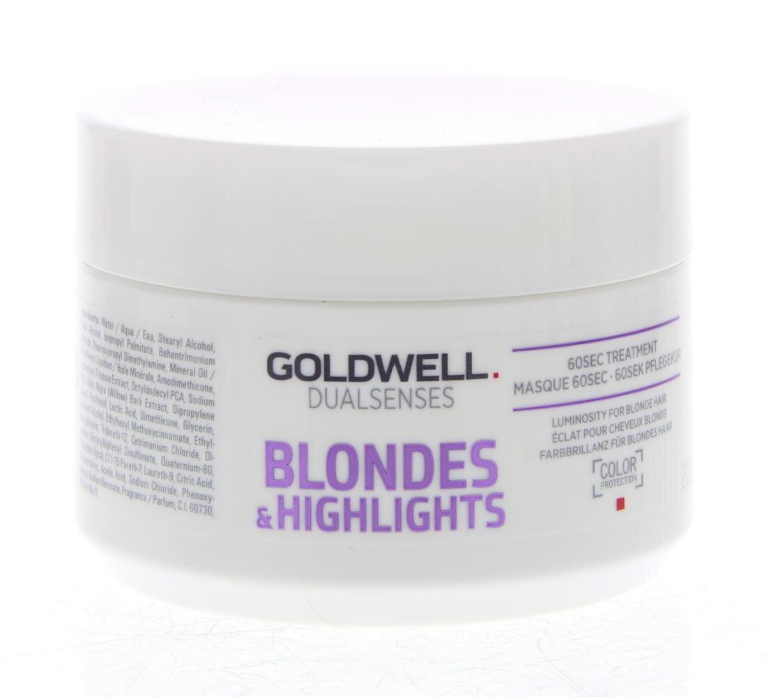 Atkuriamoji plaukų kaukė Goldwell Dualsenses Blondes & Highlights 60 sek., 200 ml kaina ir informacija | Priemonės plaukų stiprinimui | pigu.lt