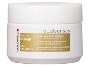 Kaukė sausiems ir pažeistiems plaukams Goldwell Dualsenses Rich Repair 60 Sec Treatment, 200 ml kaina ir informacija | Priemonės plaukų stiprinimui | pigu.lt