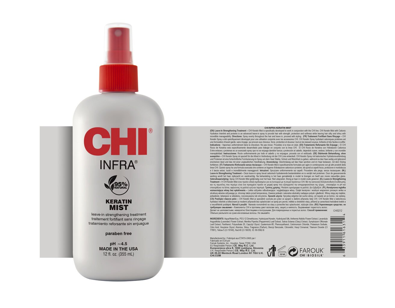Drėkinamasis purškiklis plaukams CHI Keratin Mist, 355 ml цена и информация | Priemonės plaukų stiprinimui | pigu.lt