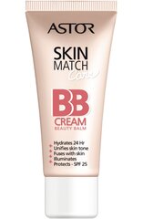 Atspalvį suteikiantis drėkinamasis veido kremas Astor Skin Match Care BB SPF25 50 ml, 100 Ivory kaina ir informacija | Makiažo pagrindai, pudros | pigu.lt