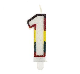 Skaičių torto žvakė "1", 7 cm SW-CBR1 kaina ir informacija | Dekoracijos šventėms | pigu.lt