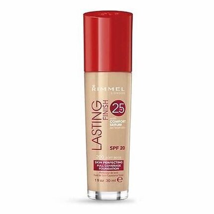 Makiažo pagrindas Rimmel London Lasting Finish 25h 30 ml, 200 Soft Beige, 200 Soft Beige цена и информация | Makiažo pagrindai, pudros | pigu.lt