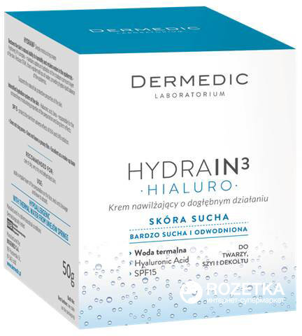 Giliai drėkinamasis veido kremas Dermedic HydraIn3 Hialuro, 50 g цена и информация | Veido kremai | pigu.lt