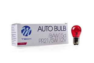Галогенная лампа M-TECH PR21/5W BAW15d 12V/21/5W КРАСНАЯ цена и информация | Автомобильные лампочки | pigu.lt
