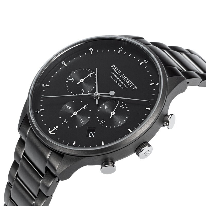 Vyriškas laikrodis Paul Hewitt Solar Chrono Gun Metal Black PH-W-0297 PH-W-0297 kaina ir informacija | Vyriški laikrodžiai | pigu.lt