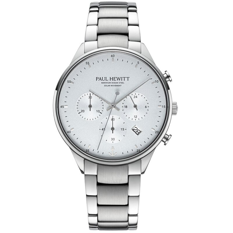 Vyriškas laikrodis Paul Hewitt Solar Chrono Silver White PH-W-0302 PH-W-0302 kaina ir informacija | Vyriški laikrodžiai | pigu.lt