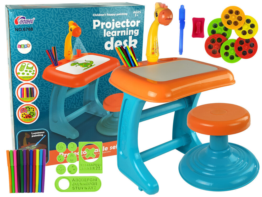 Edukacinis stalas su kėdute ir projektoriumi Lean Toys kaina ir informacija | Lavinamieji žaislai | pigu.lt