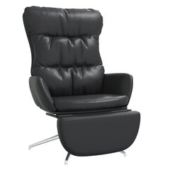 Poilsio kėdė su pakoja, Natūrali/Dirbtinė oda, juoda kaina ir informacija | Svetainės foteliai | pigu.lt