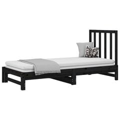 Ištraukiama lova, Pušies medienos masyvas, 2x(90x200)cm, juoda цена и информация | Кровати | pigu.lt
