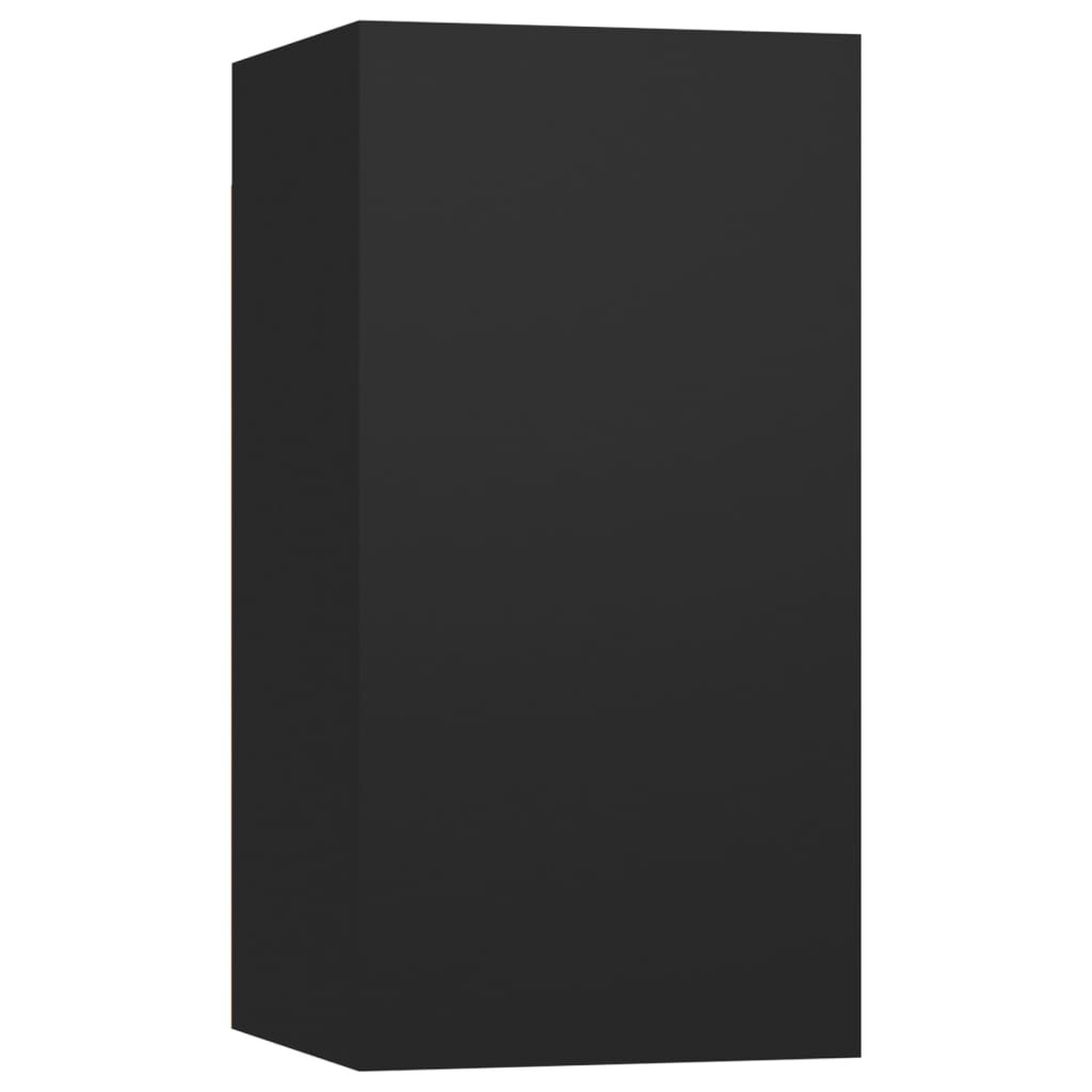 vidaXL Televizoriaus spintelių komplektas, 8 dalių, juodas, mediena Juoda kaina ir informacija | TV staliukai | pigu.lt