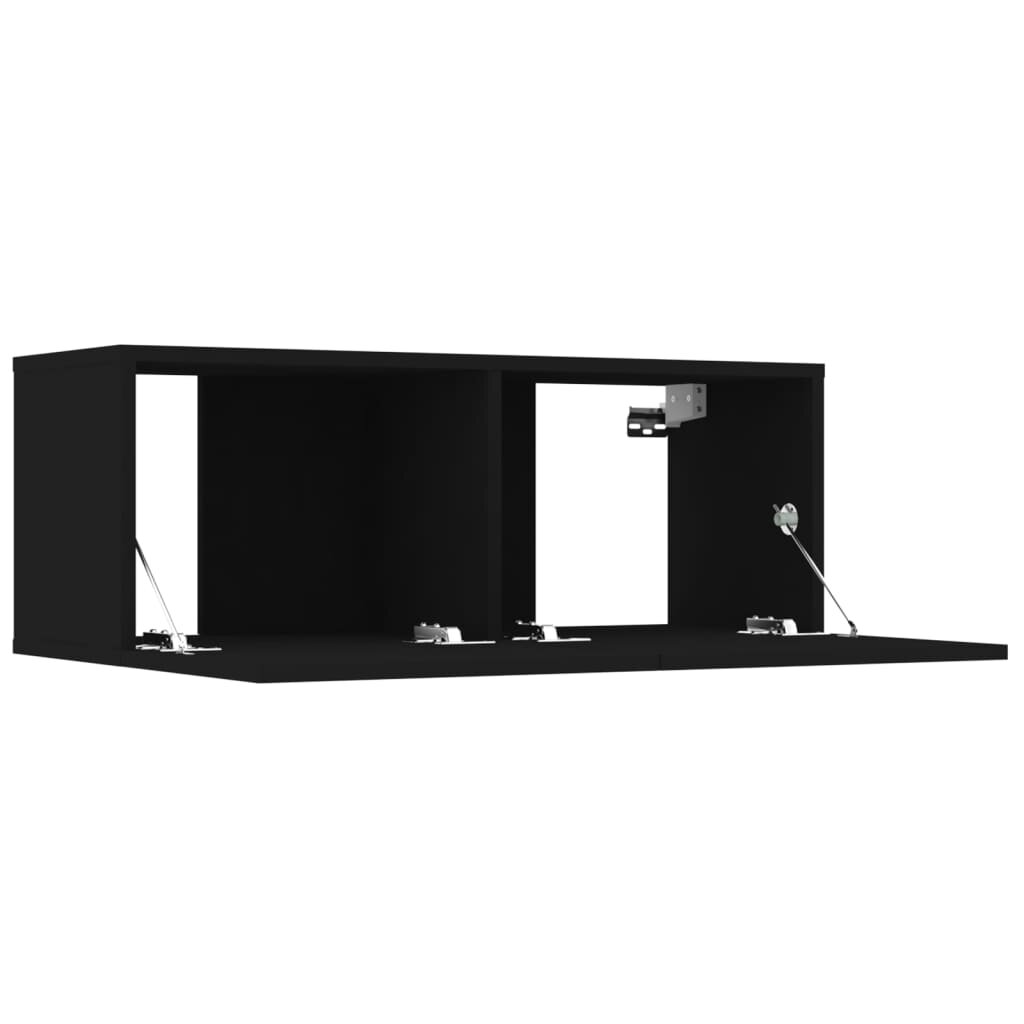 vidaXL Televizoriaus spintelių komplektas, 8 dalių, juodas, mediena Juoda kaina ir informacija | TV staliukai | pigu.lt