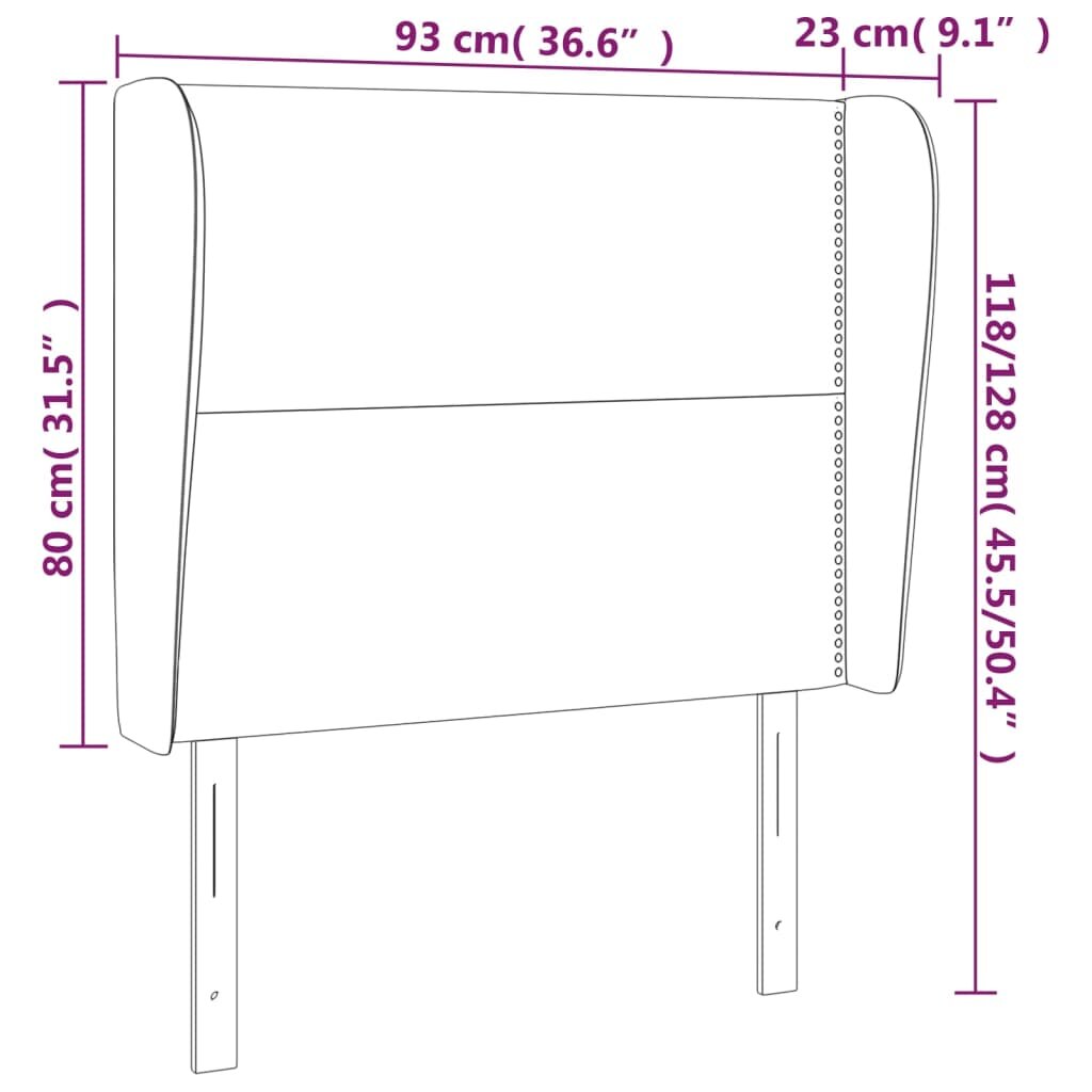 vidaXL Galvūgalis su auselėmis, rudas, 93x23x118/128cm, dirbtinė oda цена и информация | Lovos | pigu.lt