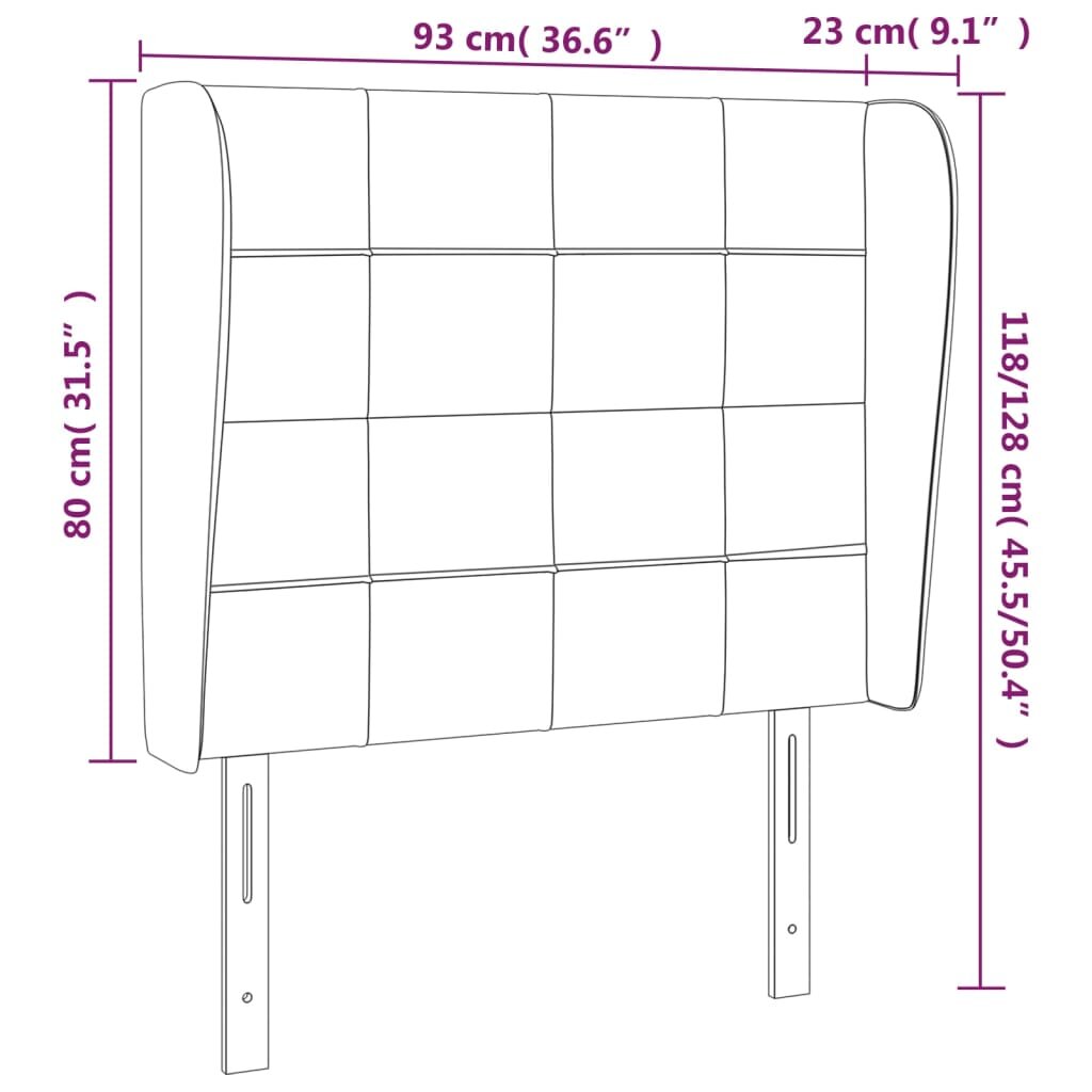 vidaXL Galvūgalis su auselėmis, juodas, 93x23x118/128cm, audinys kaina ir informacija | Lovos | pigu.lt