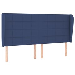 vidaXL Galvūgalis su auselėmis, mėlynas, 203x23x118/128cm, audinys цена и информация | Кровати | pigu.lt