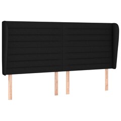 vidaXL Galvūgalis su auselėmis, juodas, 203x23x118/128cm, audinys цена и информация | Кровати | pigu.lt