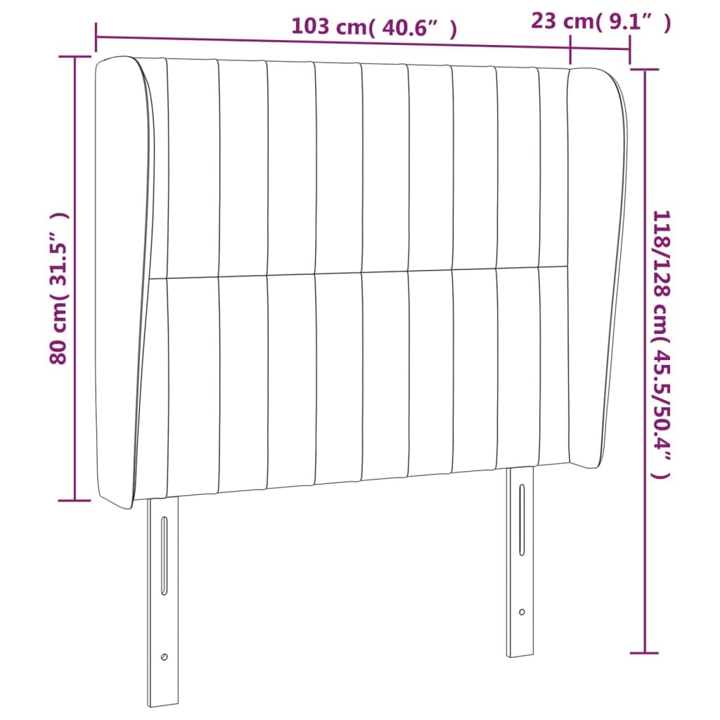 vidaXL Galvūgalis su auselėmis, mėlynas, 103x23x118/128cm, audinys цена и информация | Lovos | pigu.lt