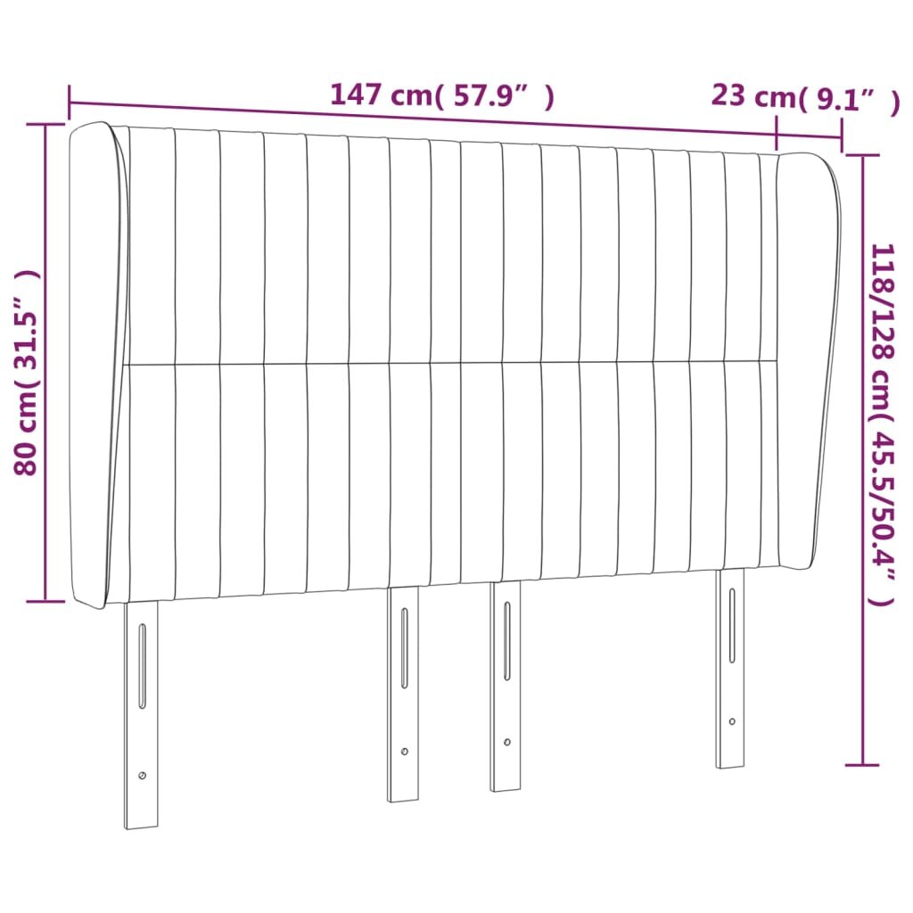 vidaXL Galvūgalis su auselėmis, žalia, 147x23x118/128cm, aksomas kaina ir informacija | Lovos | pigu.lt