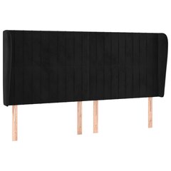 vidaXL Galvūgalis su auselėmis, juodas, 203x23x118/128cm, aksomas цена и информация | Кровати | pigu.lt