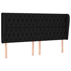 vidaXL Galvūgalis su auselėmis, juodas, 203x23x118/128cm, audinys цена и информация | Кровати | pigu.lt