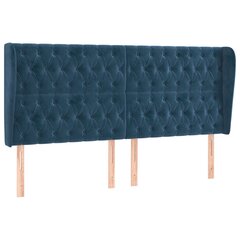 vidaXL Galvūgalis su auselėmis, mėlynas, 203x23x118/128cm, aksomas цена и информация | Кровати | pigu.lt