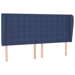 vidaXL Galvūgalis su auselėmis, mėlynas, 203x23x118/128cm, audinys цена и информация | Кровати | pigu.lt