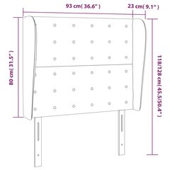 vidaXL Galvūgalis su auselėmis, rožinis, 93x23x118/128cm, aksomas цена и информация | Кровати | pigu.lt