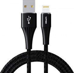 USB to Lightning cable Vipfan A01, 3A, 1.2m, braided (black). цена и информация | Кабели и провода | pigu.lt