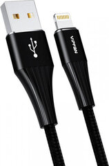 USB to Lightning cable Vipfan A01, 3A, 1.2m, braided (black). цена и информация | Кабели и провода | pigu.lt