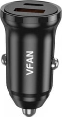 Vipfan C03 car charger, USB + USB-C, 20W, PD + QC 3.0 (black) цена и информация | Зарядные устройства для телефонов | pigu.lt