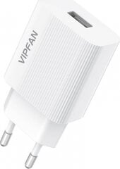 Network charger Vipfan E01, 1x USB, 2.4A + Lightning cable (white) цена и информация | Зарядные устройства для телефонов | pigu.lt