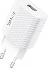 Mains charger Vipfan E01, 1x USB, 2.4A + Micro USB cable (white) цена и информация | Зарядные устройства для телефонов | pigu.lt