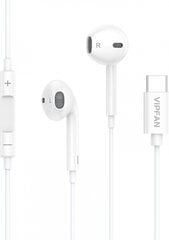 Wired in-ear headphones Vipfan M14, USB-C, 1.1m (white) цена и информация | Наушники | pigu.lt