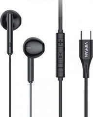 Vipfan M18 wired in-ear headphones, USB-C (black) цена и информация | Наушники | pigu.lt