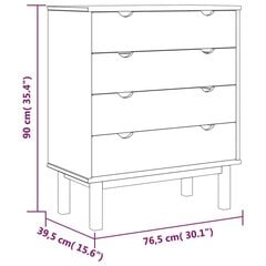 Spintelė su stalčiais, Pušies medienos masyvas, 76,5x39,5x90cm, ruda/pilka kaina ir informacija | Svetainės spintelės | pigu.lt