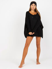 черный свитер оверсайз с вырезом-лодочкой och bella цена и информация | Женские кофты | pigu.lt