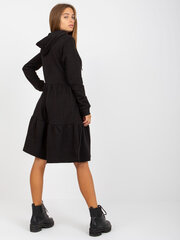 черное расклешенное платье-толстовка с воланами fresh made цена и информация | Платья | pigu.lt
