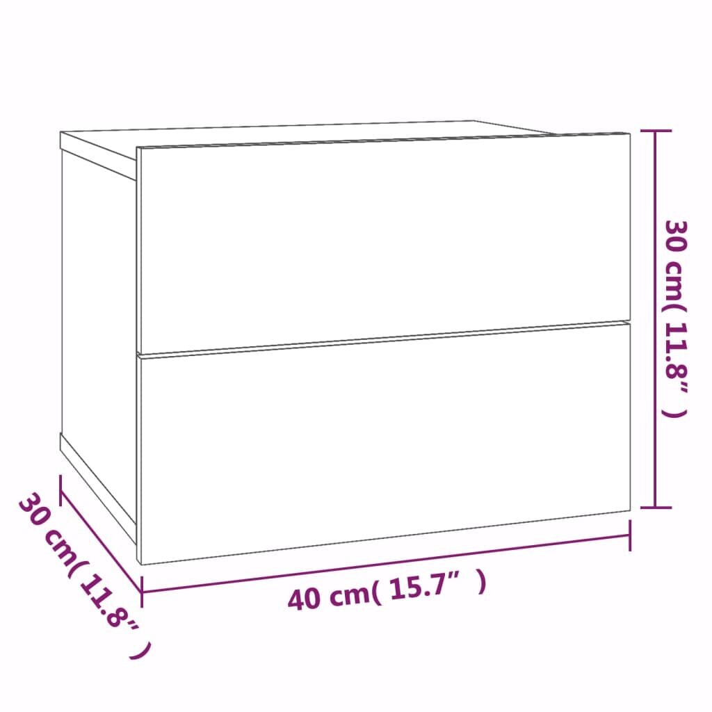 Naktinės spintelės, 2vnt., Mediena, 40x30x30cm, dūminio ąžuolo spalva kaina ir informacija | Spintelės prie lovos | pigu.lt