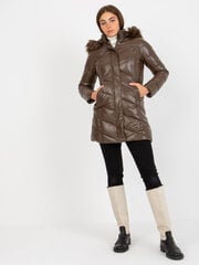 темно-коричневая зимняя лакированная пуховая куртка с капюшоном цена и информация | Женские куртки | pigu.lt