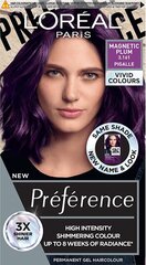 Стойкая краска для волос L'Oreal Paris Preference Vivid Colors, 3.161 Magn Plum C29 цена и информация | Краска для волос | pigu.lt